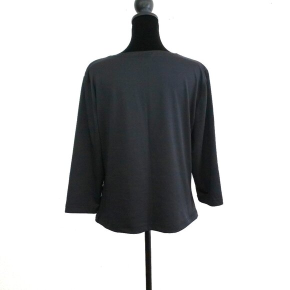 Purple/blue/black floral blouse, with little shiny sequins design - Picture 7 of 7